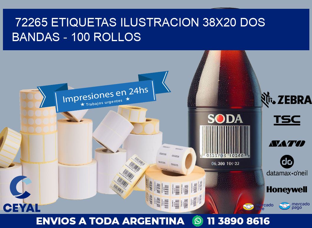 72265 ETIQUETAS ILUSTRACION 38X20 DOS BANDAS – 100 ROLLOS