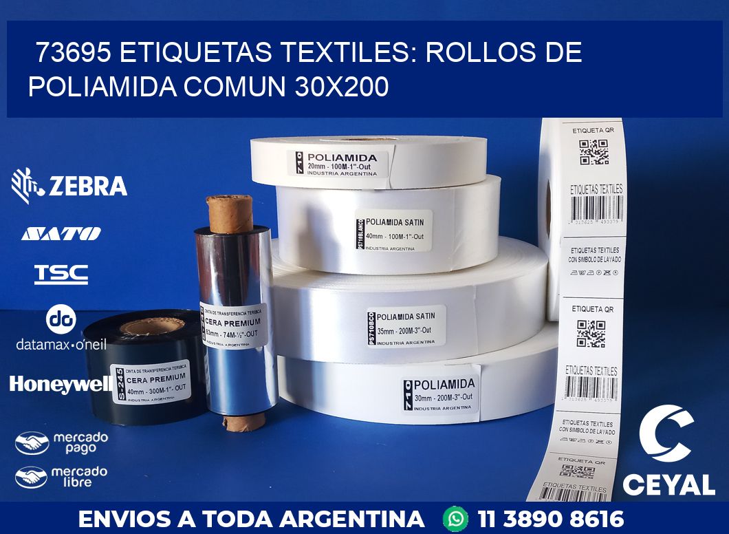 73695 ETIQUETAS TEXTILES: ROLLOS DE POLIAMIDA COMUN 30X200