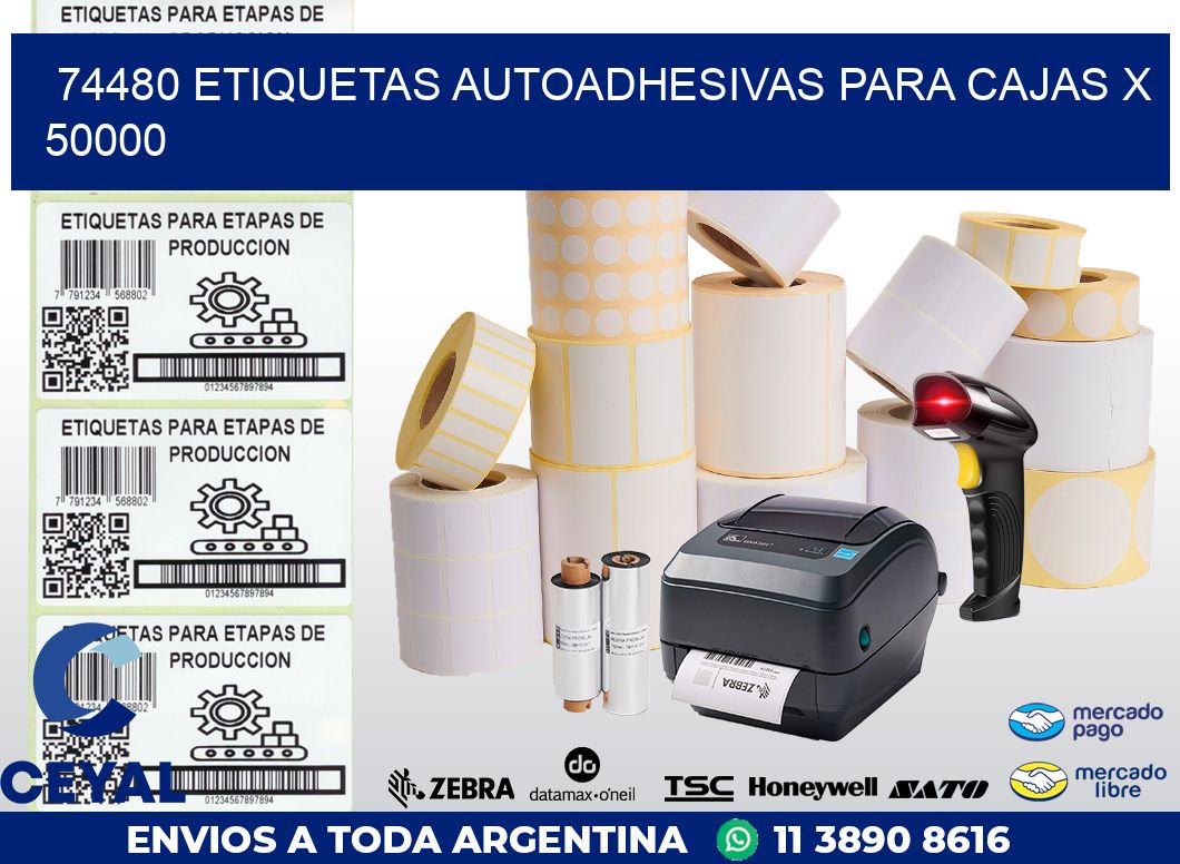 74480 ETIQUETAS AUTOADHESIVAS PARA CAJAS X 50000