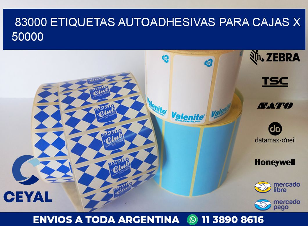 83000 ETIQUETAS AUTOADHESIVAS PARA CAJAS X 50000
