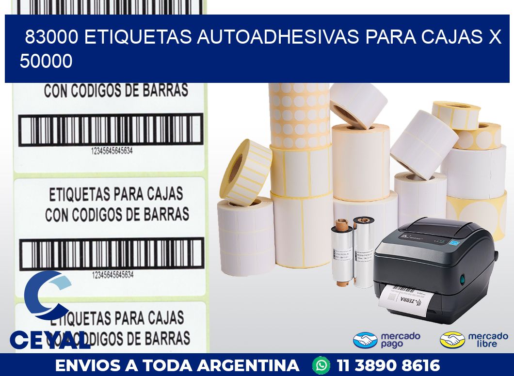 83000 ETIQUETAS AUTOADHESIVAS PARA CAJAS X 50000