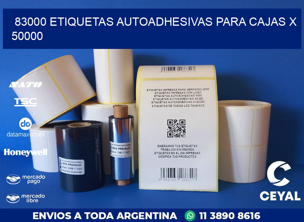 83000 ETIQUETAS AUTOADHESIVAS PARA CAJAS X 50000