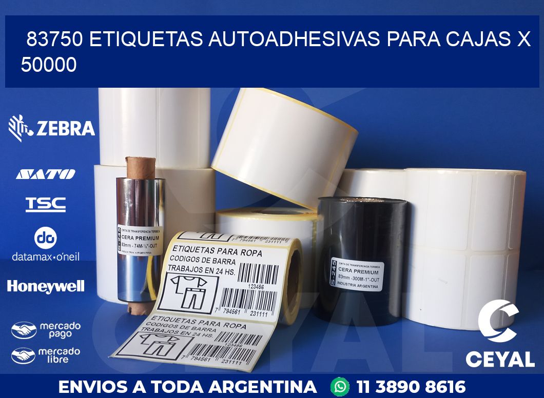 83750 ETIQUETAS AUTOADHESIVAS PARA CAJAS X 50000