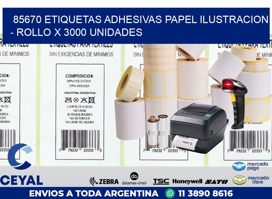 85670 ETIQUETAS ADHESIVAS PAPEL ILUSTRACION - ROLLO X 3000 UNIDADES