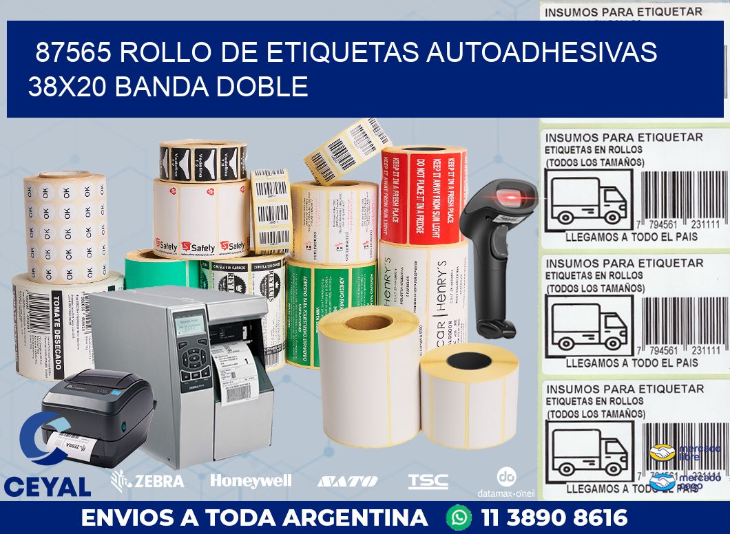 87565 ROLLO DE ETIQUETAS AUTOADHESIVAS 38X20 BANDA DOBLE