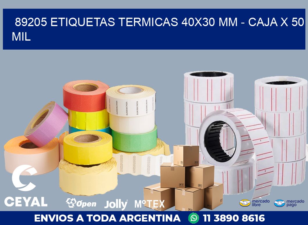 89205 ETIQUETAS TERMICAS 40X30 MM - CAJA X 50 MIL