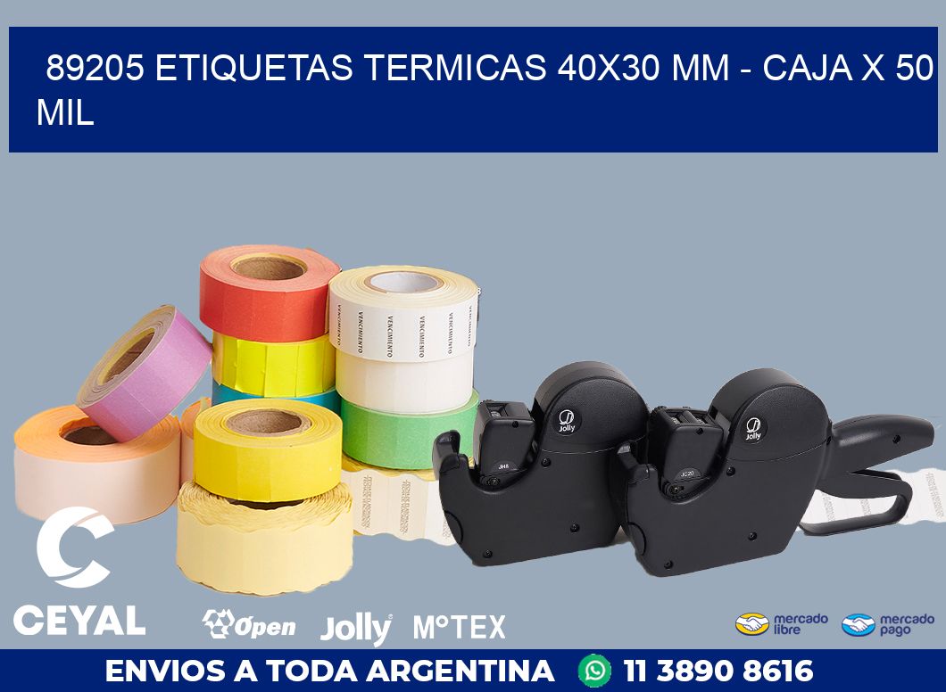 89205 Etiquetas Termicas 40x30 Mm Caja X 50 Mil Etiquetas Zebra 3300