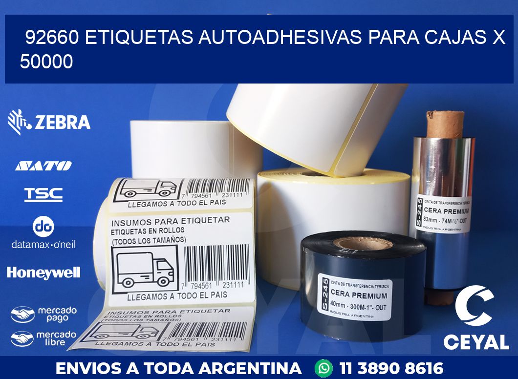 92660 ETIQUETAS AUTOADHESIVAS PARA CAJAS X 50000