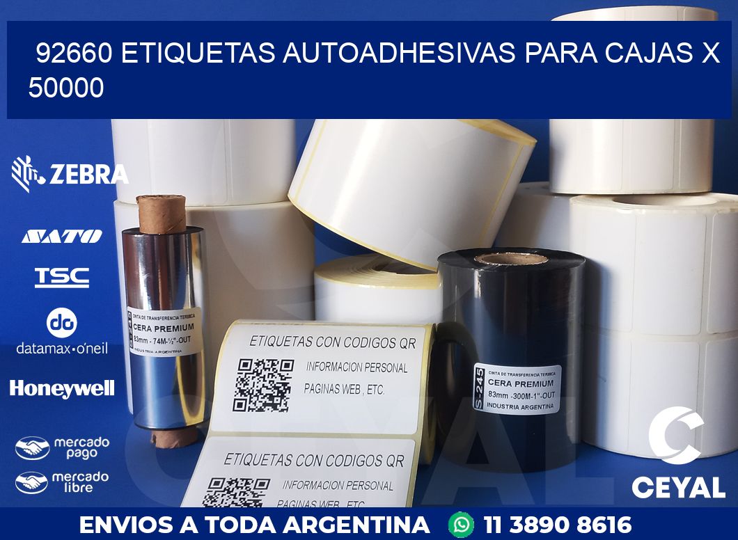 92660 ETIQUETAS AUTOADHESIVAS PARA CAJAS X 50000