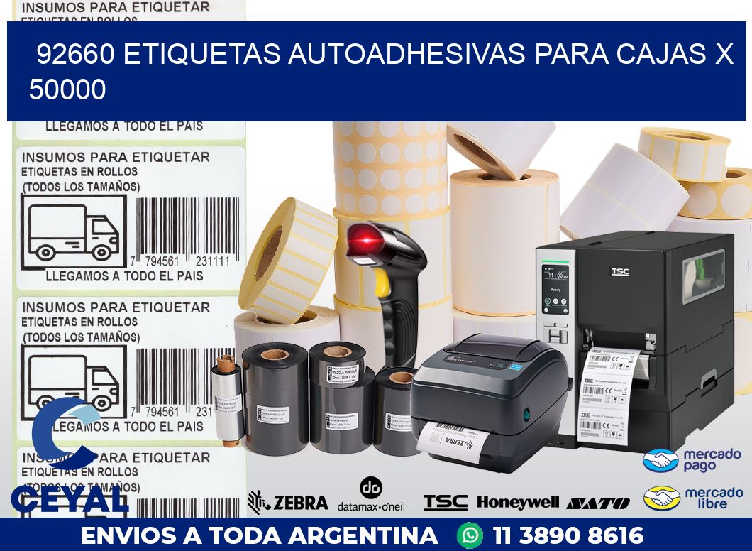 92660 ETIQUETAS AUTOADHESIVAS PARA CAJAS X 50000