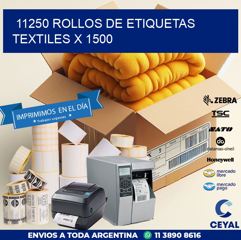 11250 ROLLOS DE ETIQUETAS TEXTILES X 1500