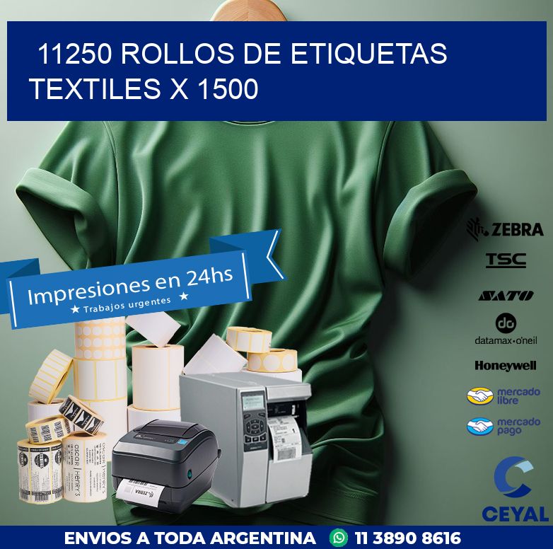 11250 ROLLOS DE ETIQUETAS TEXTILES X 1500