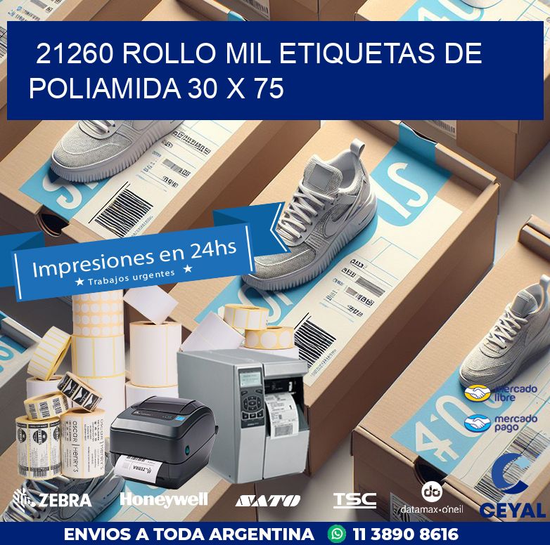 21260 ROLLO MIL ETIQUETAS DE POLIAMIDA 30 X 75