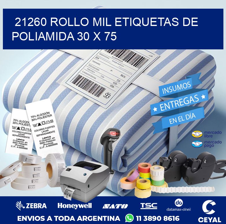 21260 ROLLO MIL ETIQUETAS DE POLIAMIDA 30 X 75