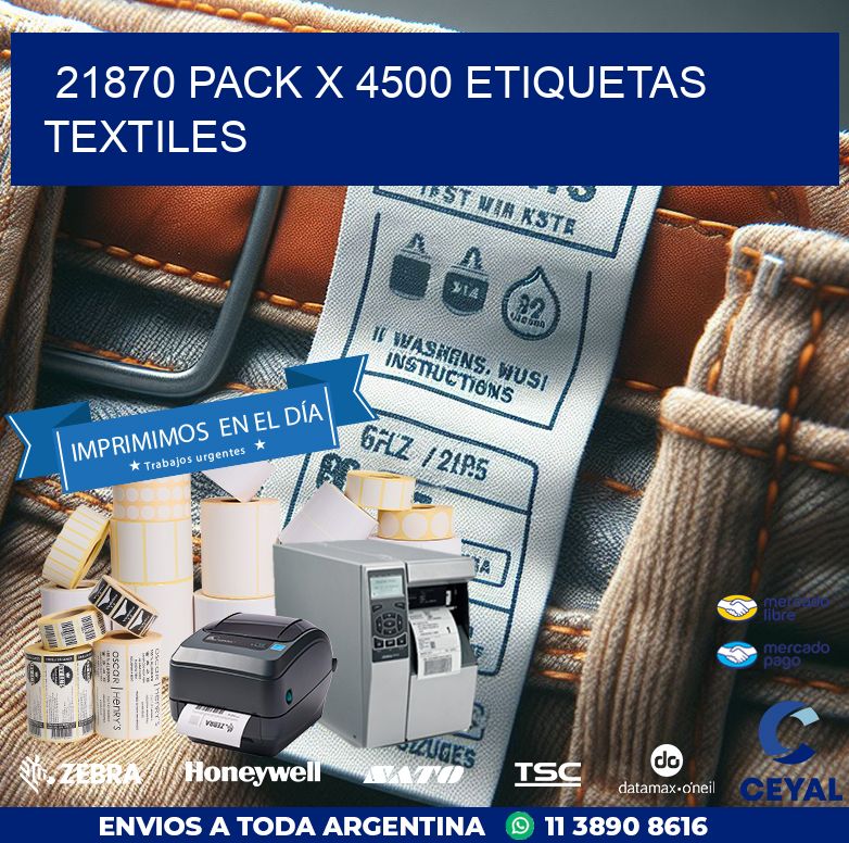 21870 PACK X 4500 ETIQUETAS TEXTILES