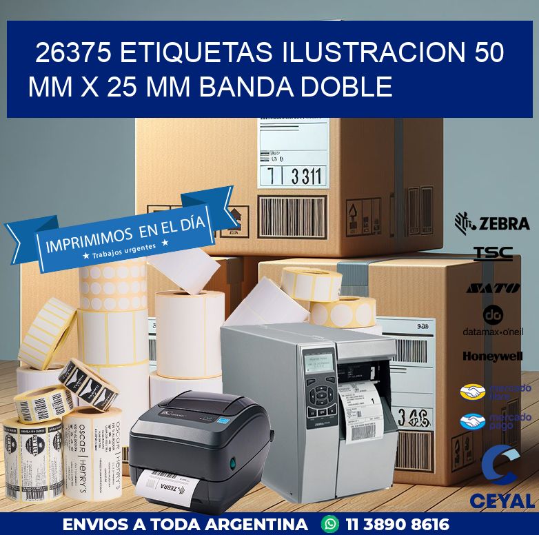 26375 ETIQUETAS ILUSTRACION 50 MM X 25 MM BANDA DOBLE