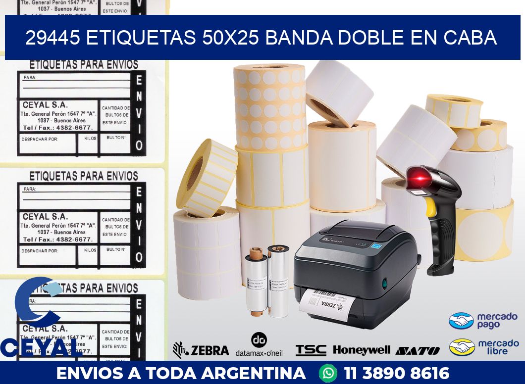 29445 ETIQUETAS 50X25 BANDA DOBLE EN CABA