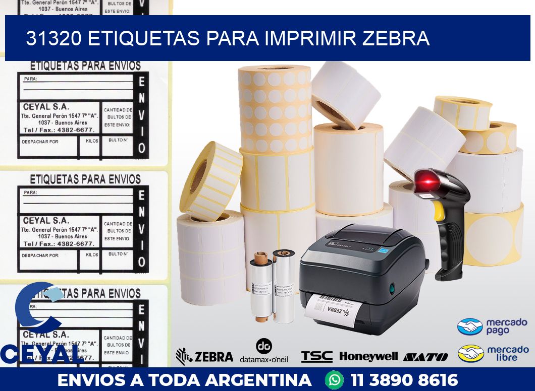 31320 ETIQUETAS PARA IMPRIMIR ZEBRA