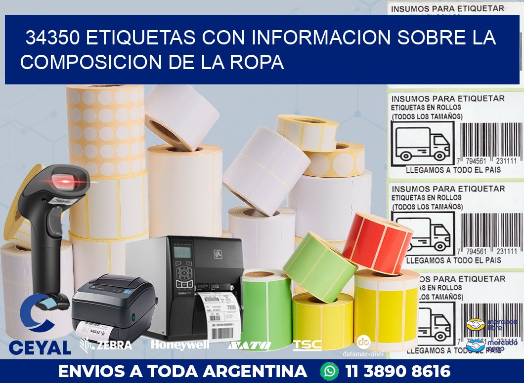 34350 ETIQUETAS CON INFORMACION SOBRE LA COMPOSICION DE LA ROPA