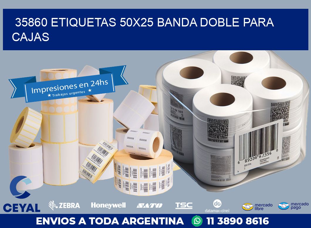 35860 ETIQUETAS 50X25 BANDA DOBLE PARA CAJAS