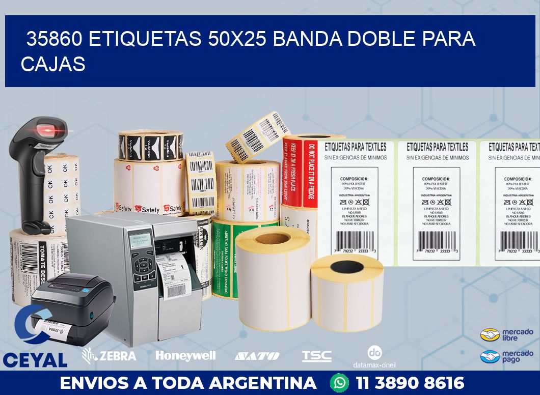 35860 ETIQUETAS 50X25 BANDA DOBLE PARA CAJAS