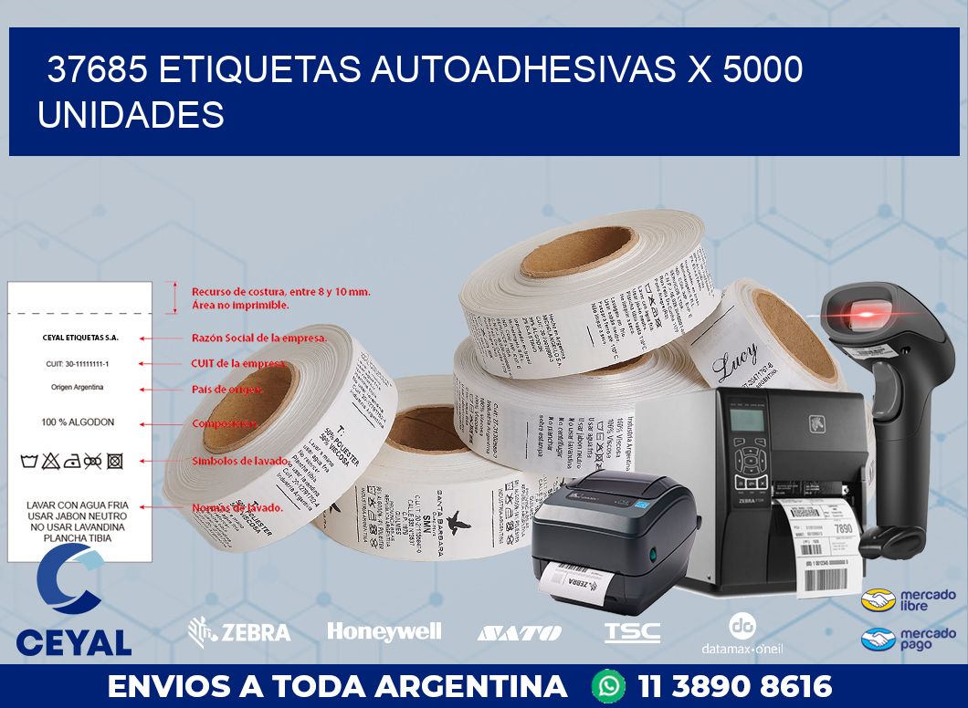 37685 ETIQUETAS AUTOADHESIVAS X 5000 UNIDADES