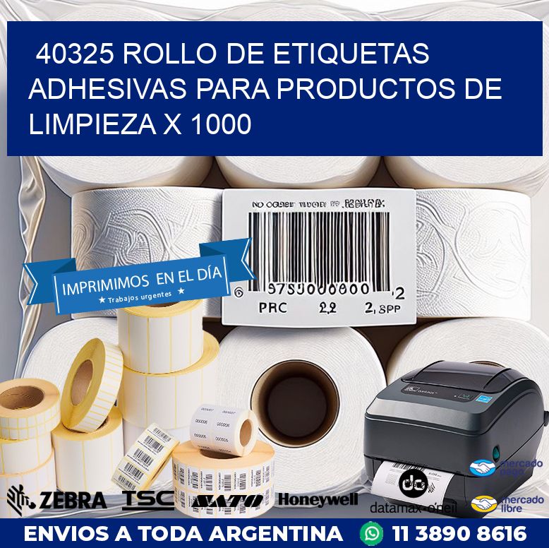 40325 ROLLO DE ETIQUETAS ADHESIVAS PARA PRODUCTOS DE LIMPIEZA X 1000
