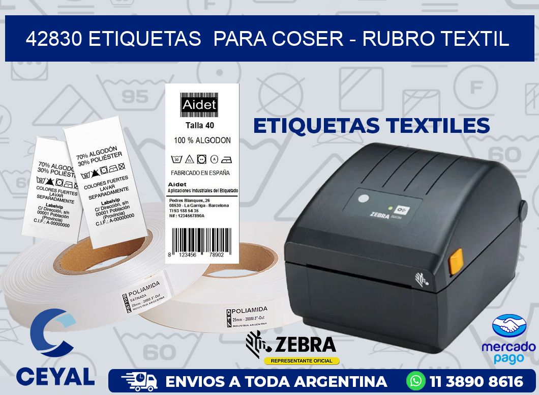 42830 ETIQUETAS  PARA COSER - RUBRO TEXTIL