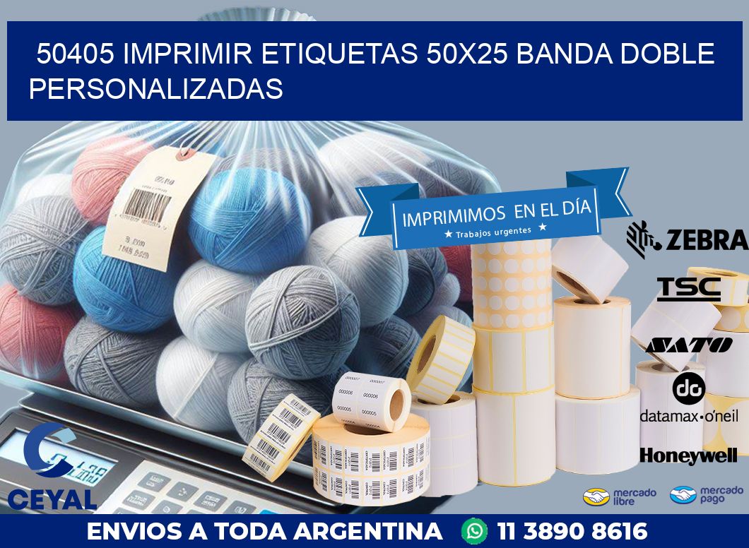 50405 IMPRIMIR ETIQUETAS 50X25 BANDA DOBLE PERSONALIZADAS