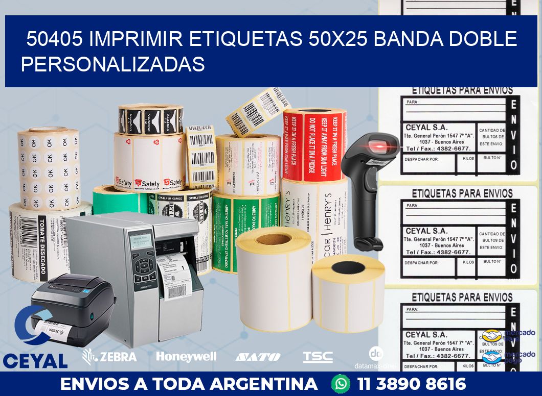 50405 IMPRIMIR ETIQUETAS 50X25 BANDA DOBLE PERSONALIZADAS