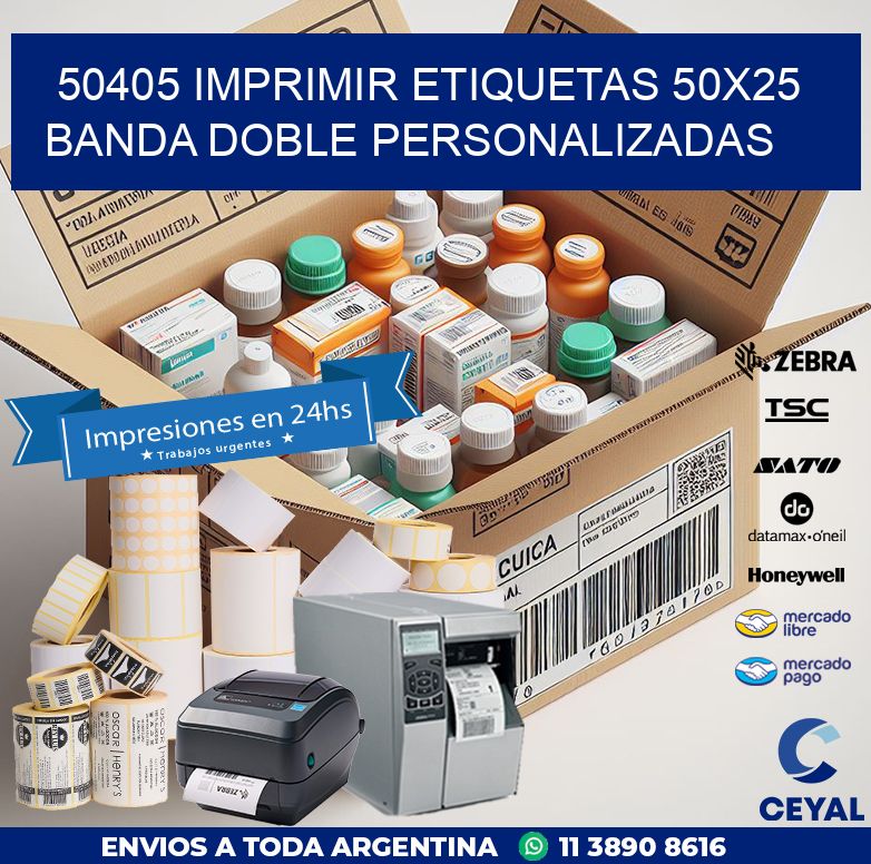 50405 IMPRIMIR ETIQUETAS 50X25 BANDA DOBLE PERSONALIZADAS