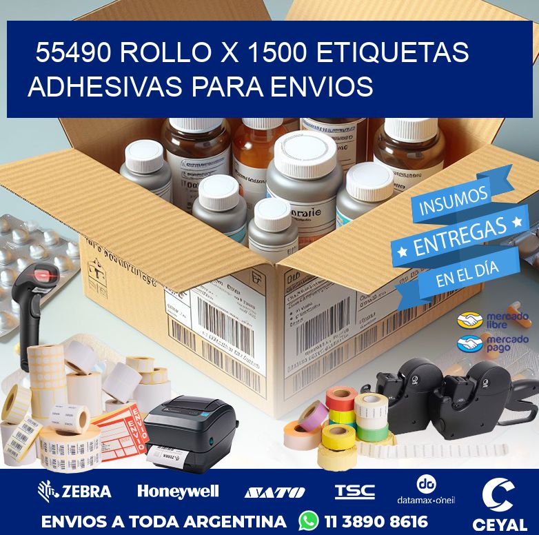 55490 ROLLO X 1500 ETIQUETAS ADHESIVAS PARA ENVIOS
