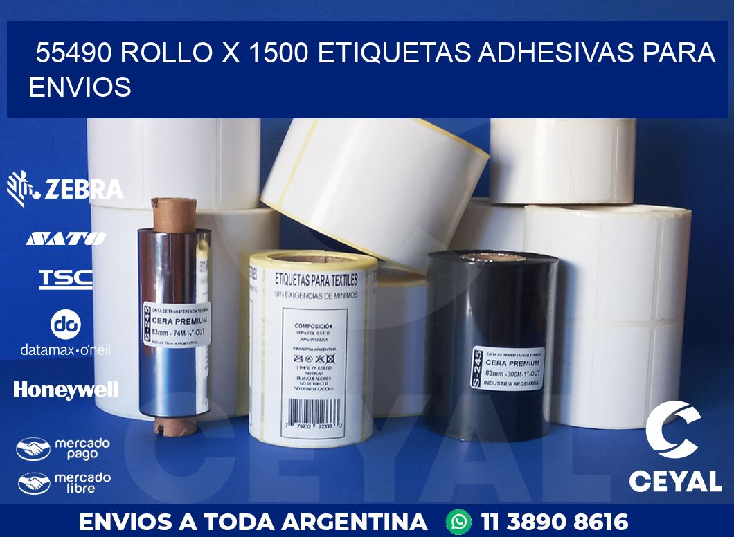 55490 ROLLO X 1500 ETIQUETAS ADHESIVAS PARA ENVIOS