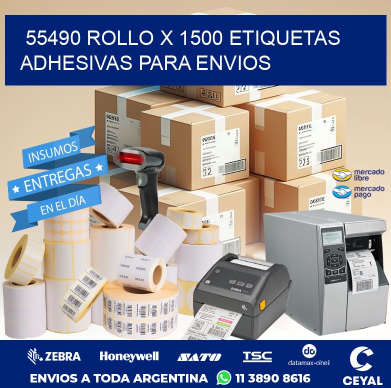 55490 ROLLO X 1500 ETIQUETAS ADHESIVAS PARA ENVIOS