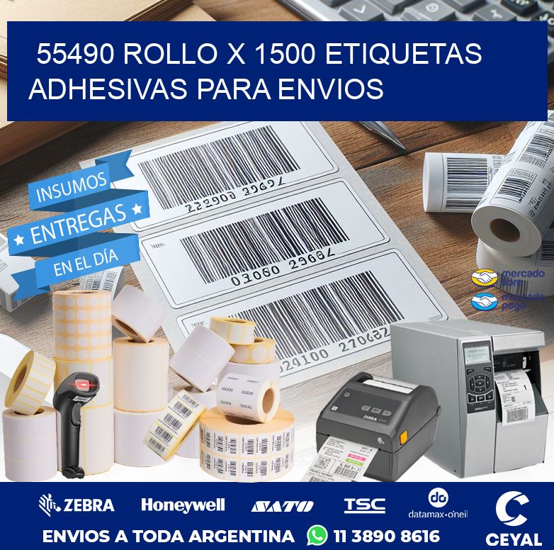 55490 ROLLO X 1500 ETIQUETAS ADHESIVAS PARA ENVIOS