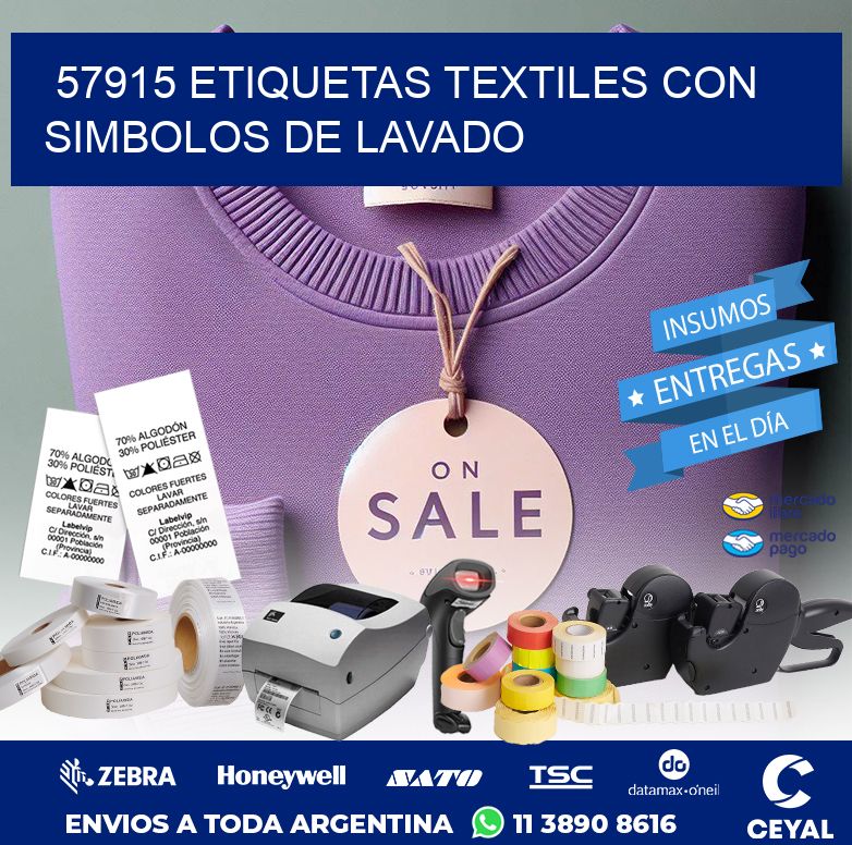 57915 ETIQUETAS TEXTILES CON SIMBOLOS DE LAVADO