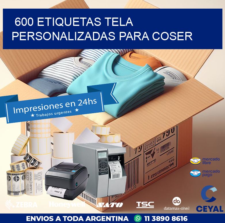 600 ETIQUETAS TELA PERSONALIZADAS PARA COSER