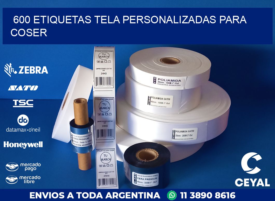 600 ETIQUETAS TELA PERSONALIZADAS PARA COSER