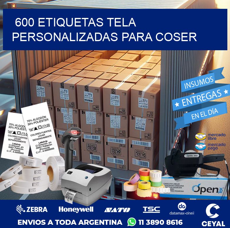 600 ETIQUETAS TELA PERSONALIZADAS PARA COSER