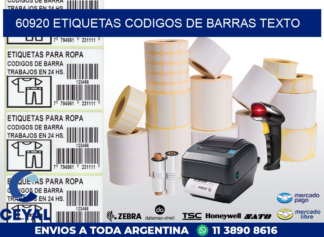 60920 ETIQUETAS CODIGOS DE BARRAS TEXTO