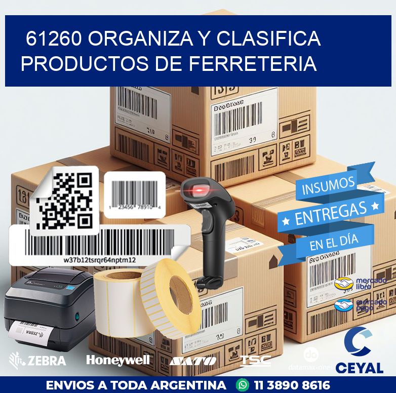 61260 ORGANIZA Y CLASIFICA PRODUCTOS DE FERRETERIA