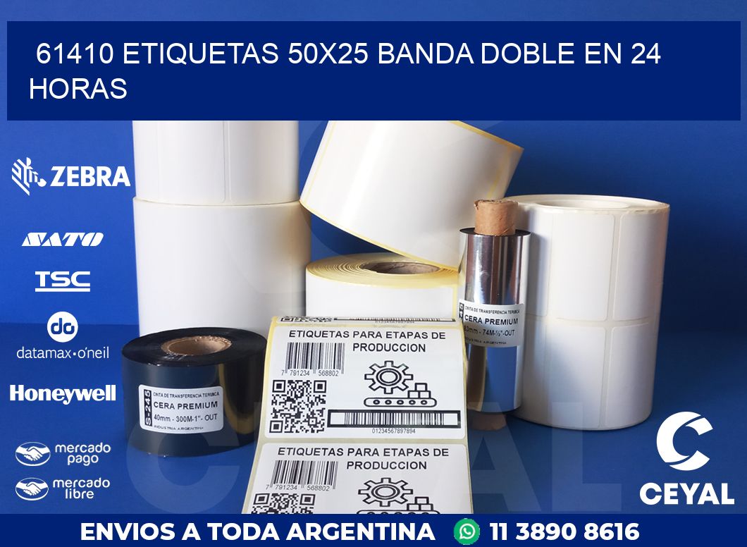 61410 ETIQUETAS 50X25 BANDA DOBLE EN 24 HORAS