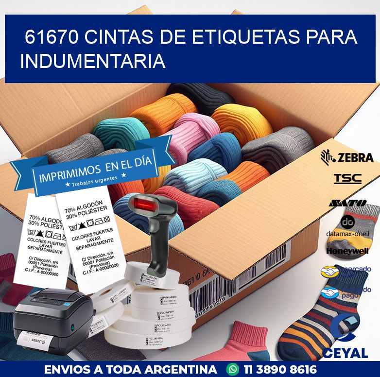 61670 CINTAS DE ETIQUETAS PARA INDUMENTARIA