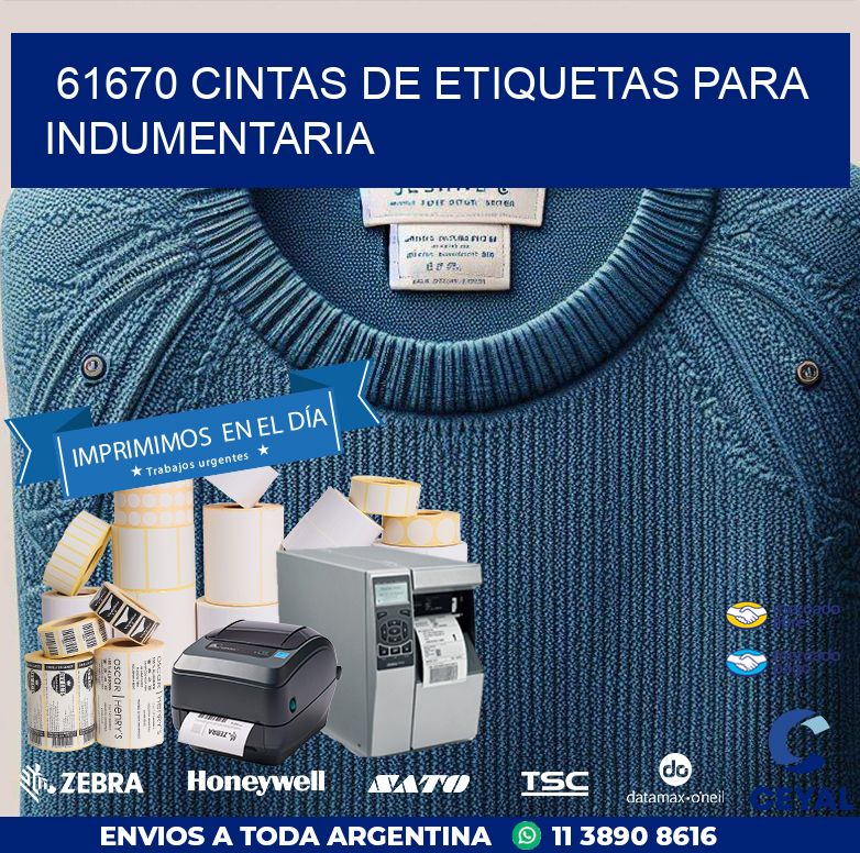 61670 CINTAS DE ETIQUETAS PARA INDUMENTARIA