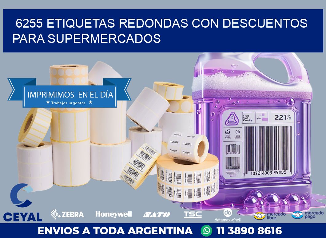 6255 ETIQUETAS REDONDAS CON DESCUENTOS PARA SUPERMERCADOS