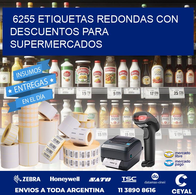 6255 ETIQUETAS REDONDAS CON DESCUENTOS PARA SUPERMERCADOS