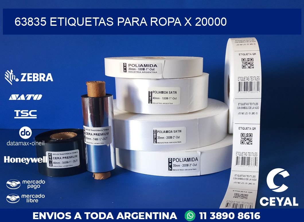63835 ETIQUETAS PARA ROPA X 20000