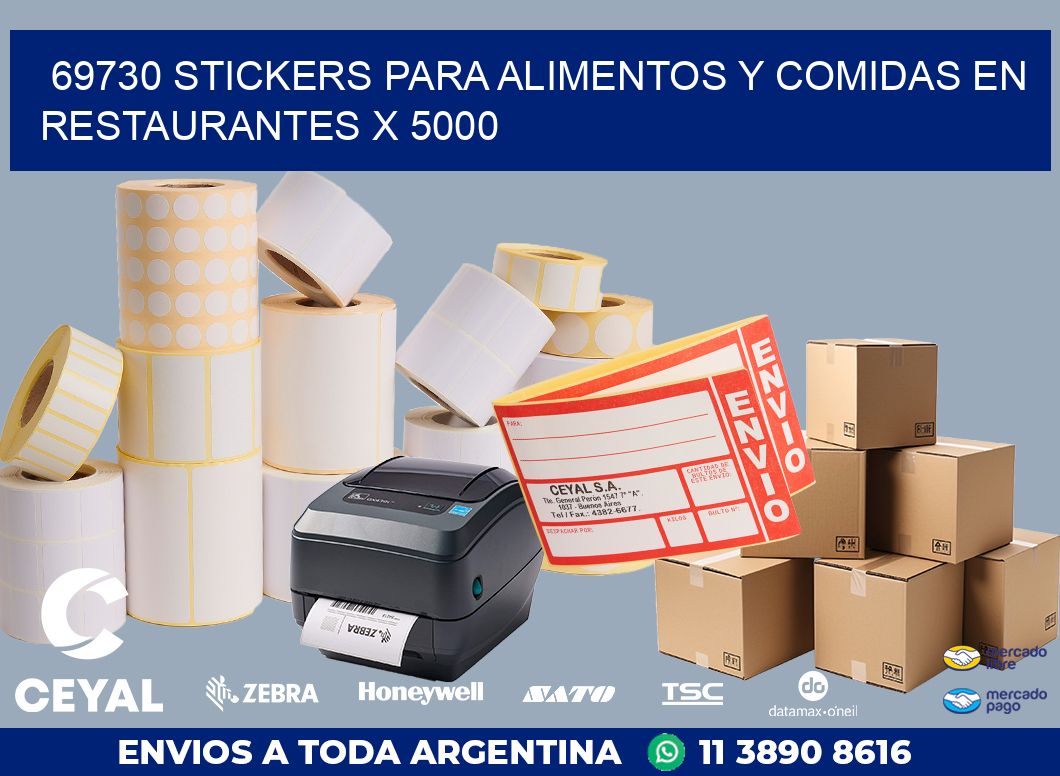 69730 STICKERS PARA ALIMENTOS Y COMIDAS EN RESTAURANTES X 5000