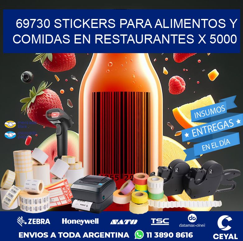 69730 STICKERS PARA ALIMENTOS Y COMIDAS EN RESTAURANTES X 5000