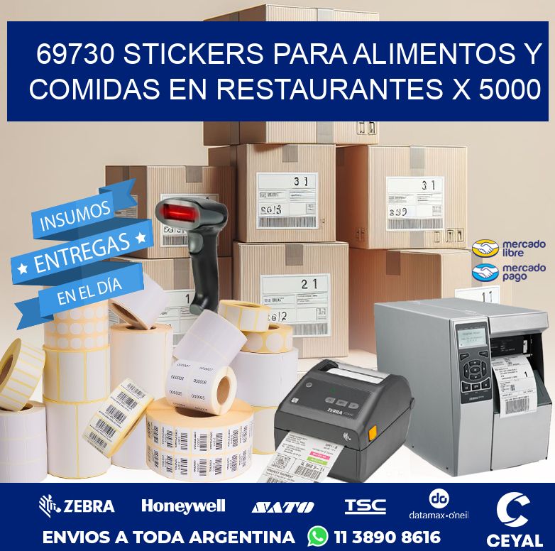 69730 STICKERS PARA ALIMENTOS Y COMIDAS EN RESTAURANTES X 5000